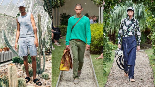 Tendenze moda uomo primavera estate 2021. Ecco i jeans che indosseremo! - Foto da sin a dx: David Catalan, Etro, Kenzo