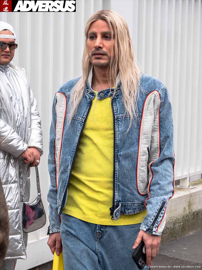 Street style moda uomo alla sfilata Diesel AI23/24 - Photo Charlotte Mesman