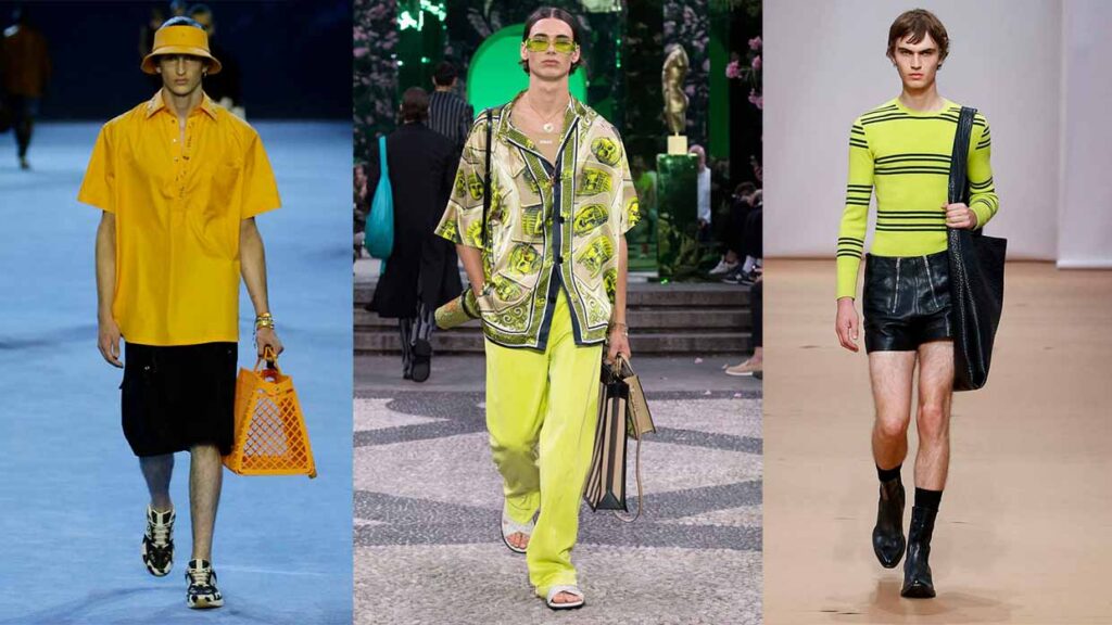 Trend moda uomo estate 2023: Colore! Photo Courtesy of FENDI, Versace e Prada