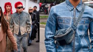 Moda uomo total jeans look estate 2023 - Foto Charlotte Mesman