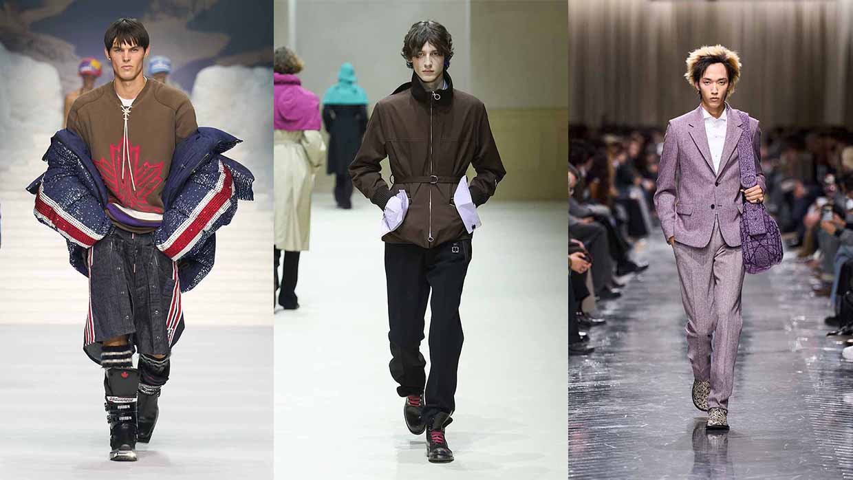 Tendenze moda uomo autunno inverno 2026 2027 - Photo courtesy of Dsquared2, Prada, Dior